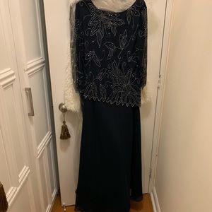 Sequin Navy Floor Length Dress